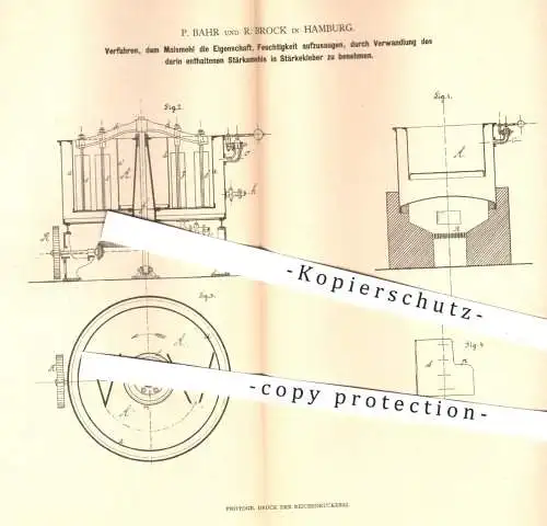 original Patent - P. Bahr & R. Brock , Hamburg ,1880 , Verbacken von Maismehl | Backen , Bäcker , Bäckerei , Brot , Teig