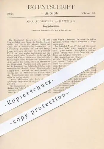 original Patent - Chr. Augustien , Hamburg , 1878 , Knopfputzschere | Knopf , Knöpfe , Schere , Scheren , Werkzeug !!