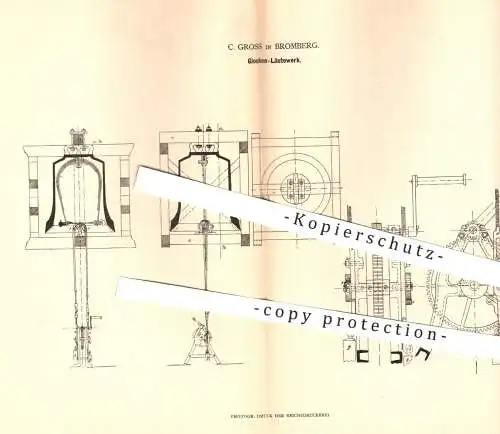 original Patent - C. Gross in Bromberg , 1879 , Glocken - Läutewerk | Glocke , Kirchenglocke , Kirchenglocken !!!