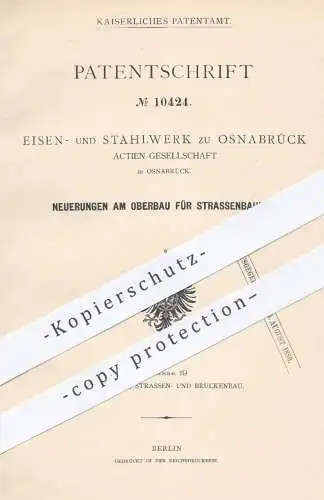 original Patent - Eisen- und Stahlwerk AG zu Osnabrück , 1879 , Oberbau für Straßenbahn , Straßenbahnen | Eisenbahn !!!