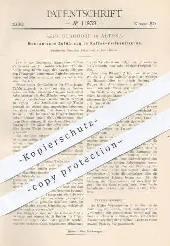 original Patent - Gebr. Burgdorf , Hamburg Altona , 1880 , Kaffee - Verlesetisch mit Zuführung | Kaffeerösterei , Mühle