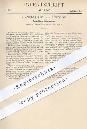 original Patent - C. Massler & Sohn in Dortmund , 1880 , Kutschwagen | Kutsche , Kutschen , Pferdekutsche , Wagen !!!