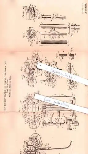 original Patent - Troy Laundry Machinery Company Limited in Troy , Staat New-York , 1897 , Stärken von Wäsche !!!