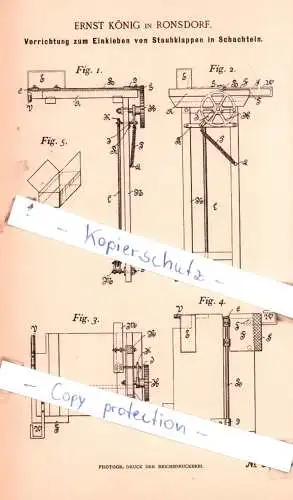 original Patent - Ernst König in Frankfurt a. M. , 1896 , Papiererzeugnisse !!!