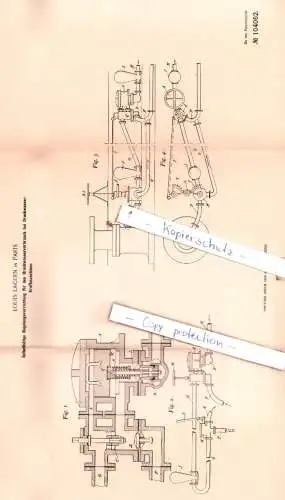 original Patent - Louis Lacoin in Paris , 1898 ,  Selbstthätige Regelungsvorrichtung für den Druckwasserverbrauch !!!