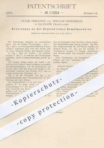 original Patent - Peter Ferguson , William Henderson , Glasgow , Schottland , 1879 , Dampfmaschine von Hlubeck | Motor !