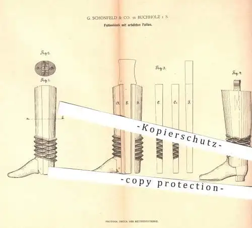 original Patent - G. Schönfeld & Co. , Buchholz , 1880 , Faltenblock | Schuh , Schuhe , Stiefel , Schuster , Schuhmacher