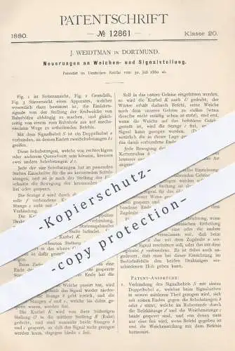 original Patent - J. Weidtman , Dortmund , 1880 , Weichenstellung , Signalstellung | Eisenbahn Weichen | Eisenbahnen !!!