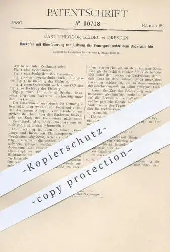 original Patent - Carl Theodor Seidel , Dresden , 1880 , Backofen mit Oberfeuerung | Ofen , Herd , Bäcker , Bäckerei !!!