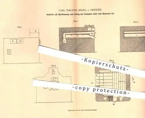 original Patent - Carl Theodor Seidel , Dresden , 1880 , Backofen mit Oberfeuerung | Ofen , Herd , Bäcker , Bäckerei !!!