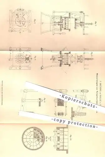 original Patent - F. Brüning , Halle / Saale , 1878 , Teigteilmaschinen | Brot backen , Brotteig , Bäcker , Bäckerei !!