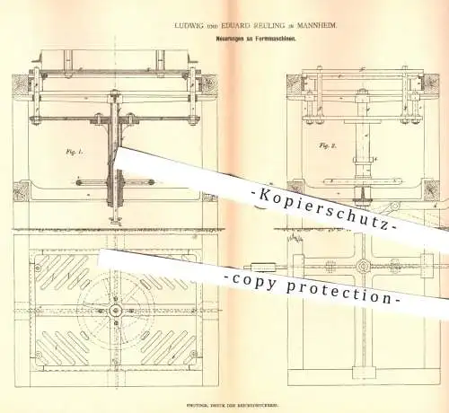 original Patent - Ludwig & Eduard Reuling , Mannheim , 1879 , Formmaschine ,Formmaschinen | Formen , Gießerei , Formerei