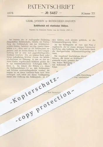 original Patent - Gebr. Jansen , Remscheid Hasten , 1878 , Schlittschuh mit elastischen Stützen | Schlittschuhe , Schuhe