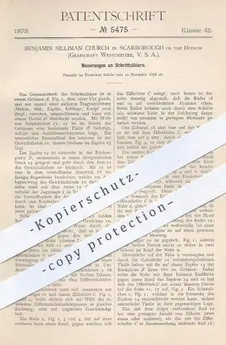 original Patent - Benjamin Silliman Church , Scarborough on the Hudson , Grafschaft Westchester USA 1878 , Schrittzähler