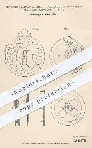 original Patent - Benjamin Silliman Church , Scarborough on the Hudson , Grafschaft Westchester USA 1878 , Schrittzähler