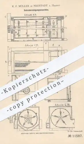 original Patent - K. F. Müller in Neustadt / Haardt , 1880 , Getreidereinigungsmaschine | Getreide , Landwirtschaft !!!