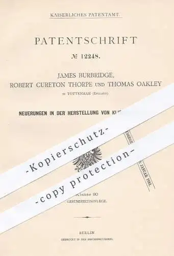 original Patent - James Burbridge , R. Cureton Thorpe , Th. Oakley , Tottenham England 1880 , Klistierspritzen | Spritze