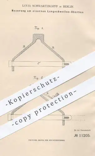 original Patent - Louis Schwartzkopff in Berlin , 1880 , eiserner Langschwellen - Oberbau | Eisenbahnen , Straßenbahn