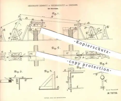 original Patent - Herrmann Demnitz , Niedersedlitz / Dresden , 1894 , Seil - Rutschbahn | Seilbahn , Sport , Bahn !!!