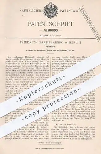 original Patent - Friedrich Frankenberg in Berlin , 1892 , Rollschuh , Rollschuhe | Schuh , Schuhe , Sport , Rollen !!!