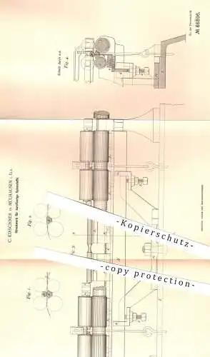 original Patent - C. Kirschner , Mülhausen , Elsass , 1892 , Streckwerk für kurzfrasige Spinnstoffe | Spinnen , Spinnrad