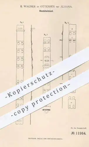 original Patent - E. Wagner , Hamburg , Ottensen , Altona , 1880 , Hundehalsband | Halsband für Hund , Hunde | Tiere !!!