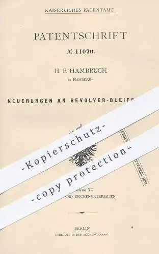 original Patent - H. F. Hambruch , Hamburg 1880 , Revolver Bleifeder | Bleistift , Stift , Stifte , Feder , Schreibfeder