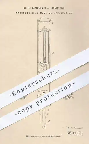 original Patent - H. F. Hambruch , Hamburg 1880 , Revolver Bleifeder | Bleistift , Stift , Stifte , Feder , Schreibfeder