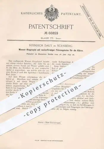 original Patent - H. Daut , Nürnberg , 1892, Wasser - Ringelspiel mit wellenförmiger Führungsbahn , Karussell , Carousel