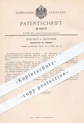 original Patent - HCH. Seitz in Mannheim , 1892 , Kastenfenster für Frühbeet | Fenster , Fensterbauer , Garten , Beet