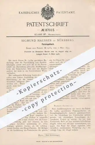 original Patent - S. Haussen , Nürnberg , 1895 , Falzziegeldach | Ziegeldach , Dach , Dachziegel , Dachdecker , Ziegel !