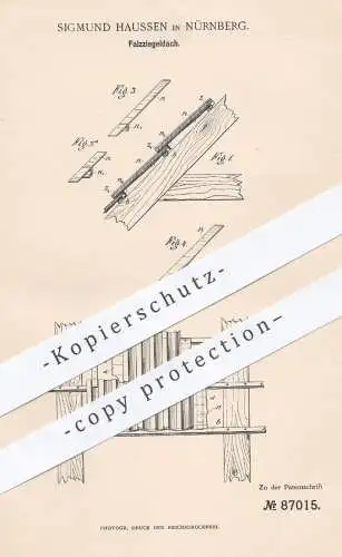 original Patent - S. Haussen , Nürnberg , 1895 , Falzziegeldach | Ziegeldach , Dach , Dachziegel , Dachdecker , Ziegel !