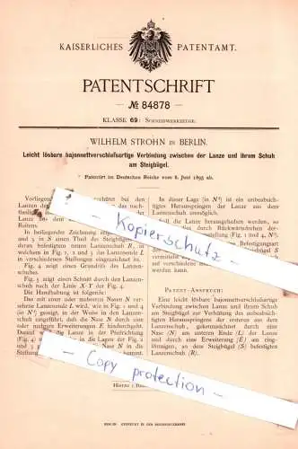 original Patent - Wilhelm Strohn in Berlin , 1895 , Schneidwerkzeuge !!!