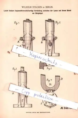 original Patent - Wilhelm Strohn in Berlin , 1895 , Schneidwerkzeuge !!!