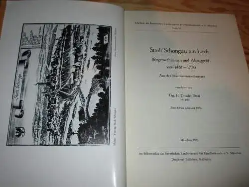 Stadt Schongau am Lech - 1481-1750 , Bürgeraufnahmen und Abzugsgeld , Aus den Stadtkammerrechnungen !!!