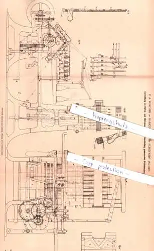 original Patent - C. A. Roscher in Markersdorf bei Burgstädt , Sachsen , 1878 , Strick- und Wirkmaschinen !!!