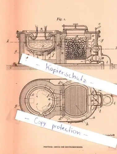 original Patent -  Louis Rousseau in Argenteuil, Frankr. , 1904 , Schmelzofen mit Luftzuführung !!!