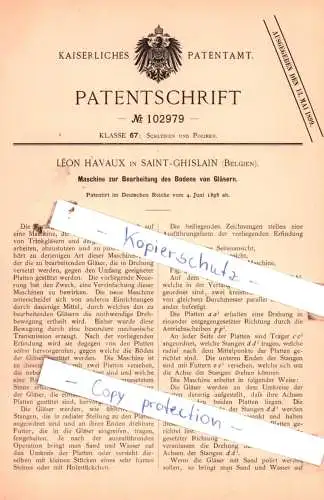 original Patent - Lèon Havaux in Saint-Ghislain , Belgien , 1898 , Schleifen und Poliren !!!