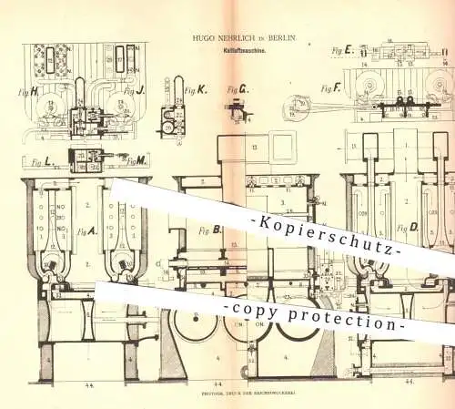 original Patent - H. Nehrlich , Berlin 1880 , Kaltluftmaschine | Kühlung , Trocknung & Reinigung von Luft | Eis , Schnee