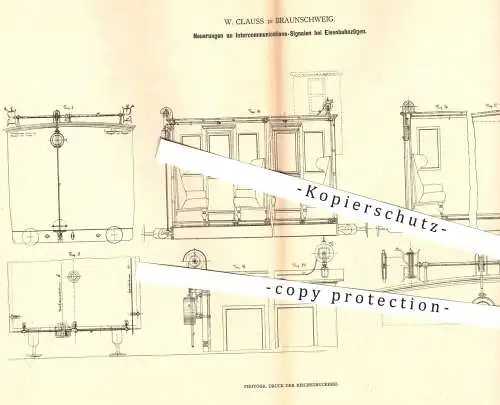 original Patent - W. Clauss , Braunschweig , 1878 , Interkommunikationssignale an Eisenbahnen | Eisenbahn , Zug  Signale