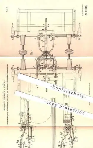 original Patent - Hermann Lippmann in Zwickau , 1884 , Kupplung für Zugstangen , Luftröhren u. Leitungen an Eisenbahnen