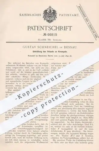 original Patent - Gustav Schneichel , Dessau , 1892 , Umhüllung von Volant an Krempeln | Spinnen , Spinnerei , Krempel !