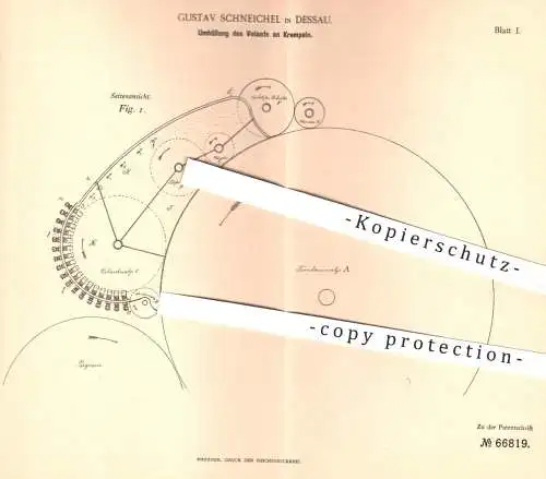 original Patent - Gustav Schneichel , Dessau , 1892 , Umhüllung von Volant an Krempeln | Spinnen , Spinnerei , Krempel !