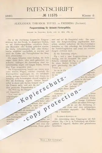 original Patent - A. Theodor Tittel , Freiberg , 1880 , Fangvorrichtung für Schacht - Fördergefäße | Bergbau , Kohle !!!