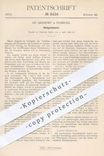 original Patent - Ad. Gramcko , Hamburg , 1879 , Rückgratmesser | Verkrümmung Rückgrat bestimmen | Arzt , Medizin !!!