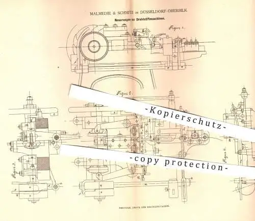 original Patent - Malmedie & Schmitz , Düsseldorf Oberbilk , 1879 , Drahtstiftmaschinen | Draht , Metall , Drahtstifte !