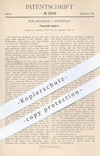 original Patent - Rud. Krügener , Elberfeld , 1879 , Feuermelder | Feuer , Feuerwehr , Signalwesen , Brandschutz !!!