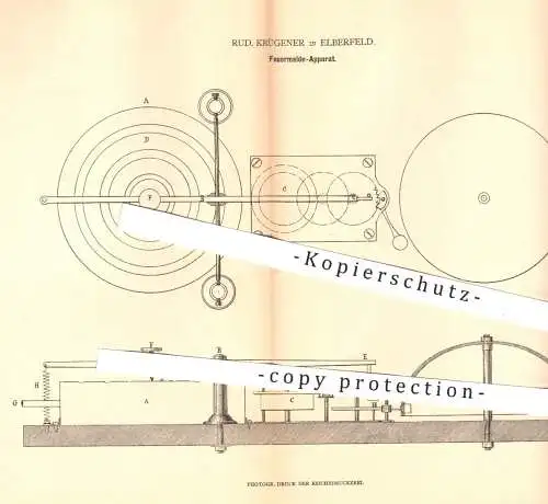 original Patent - Rud. Krügener , Elberfeld , 1879 , Feuermelder | Feuer , Feuerwehr , Signalwesen , Brandschutz !!!