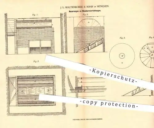 original Patent - J. L. Kaltenecker & Sohn , München , 1880 , Malzdarreinrichtungen | Malz , Darre , Malzdarre !!!