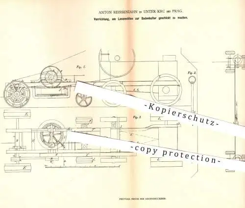 original Patent - Anton Reissenzahn , Unter Krc / Prag , 1878 , Lokomobil mit Dampfkraft für Landwirtschaft | Pflug !!